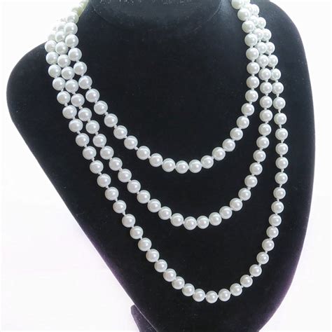 Freshwater Pearl White Drop Pearl Necklace Beaded Long Chain Rope Bead He Ebay