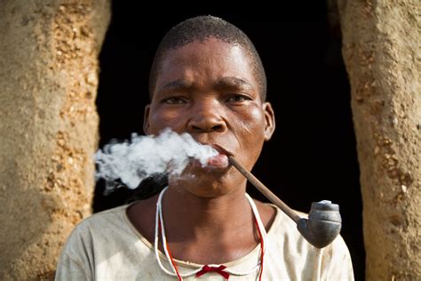 Tamberma Woman Smoking Traditional Pipe Ne Togo Davide