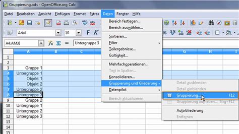 Standardmäßig sind bei libreoffice calc die gitternetzlinien aktiviert und werden wie eine zellenumrandung auf dem bildschirm angezeigt aber beim drucken nicht mit ausgedruckt. Calc: Gruppierung von Zellen oder Spalten - YouTube