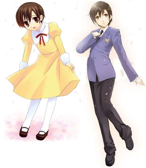 Main Character From Ouran High School Host Club Wearing Both The Male And Female Uniform