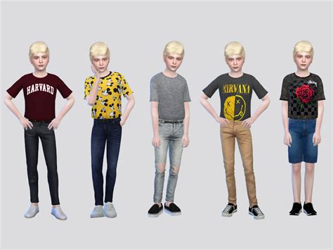 The Sims Resource Oversized Tucked Tees Boys