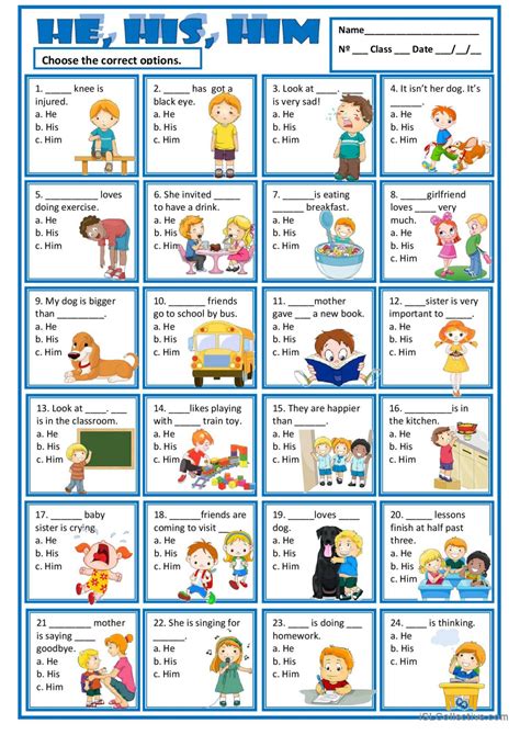 He His And Him English Esl Worksheets Pdf And Doc