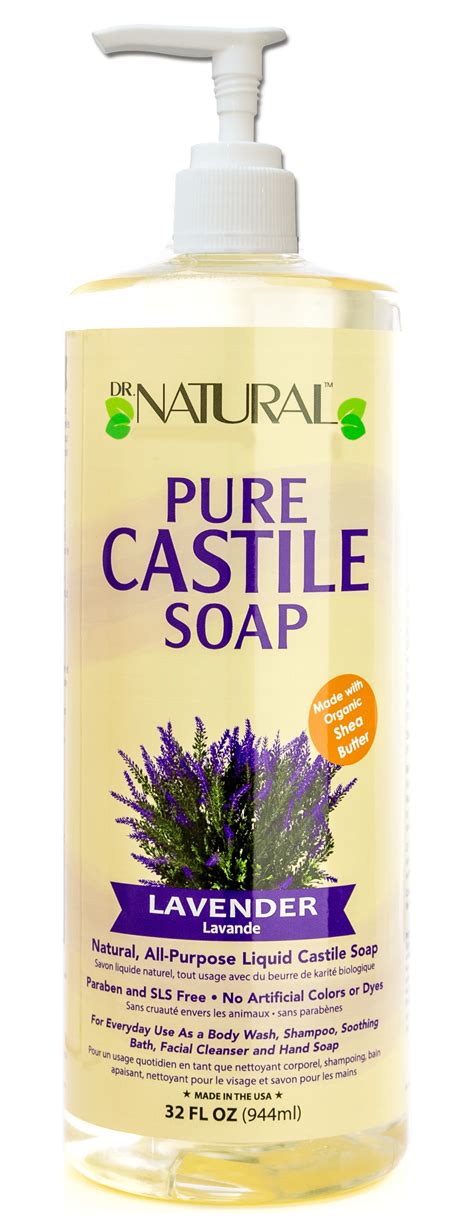 Dr Natural Pure Castile Liquid Soap Lavender 32 Oz With Pump