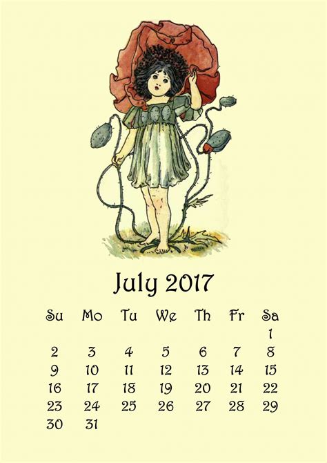 July Flower Fairy Calendar Free Stock Photo Public Domain Pictures