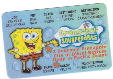 Sponge Bob Squarepants Fun Id Card Drivers License Spongebob Etsy