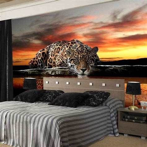 Leopard 3d Wall Mural Vinyl Wallpaper Bedroom Background Wallpaper