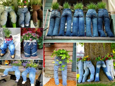How To Make Blue Jeans Planters Video The Whoot Diy Planters