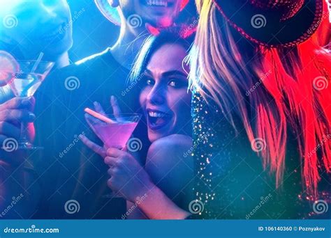 Dance Party With Group People Dancing And Disco Ball Stock Photo Image Of Seduce Girls