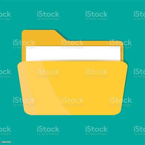 Yellow Folder Icon With A Sheet Of Paper Vector Folder Icon Stock