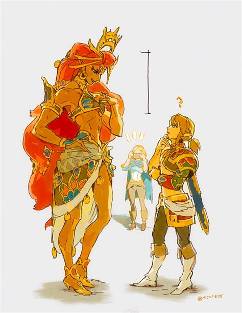 Link Princess Zelda And Riju The Legend Of Zelda And 1 More Drawn