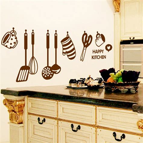 Embellish your kitchen cabinets with cabinet accents decorative design kit that will add a touch of style. Brown Happy Kitchen Cooking Ware Wall Sticker DIY Cabinet Removable Stickers Coffee Style ...