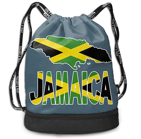 16 9 l x 14 1 drawstring backpack bag sport gym sackpack jamaica flag with jamaican map