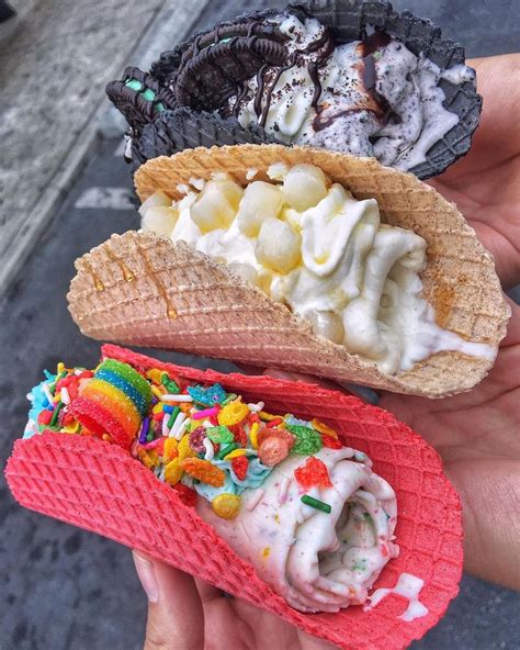 Three Different Types Of Ice Cream In Cones