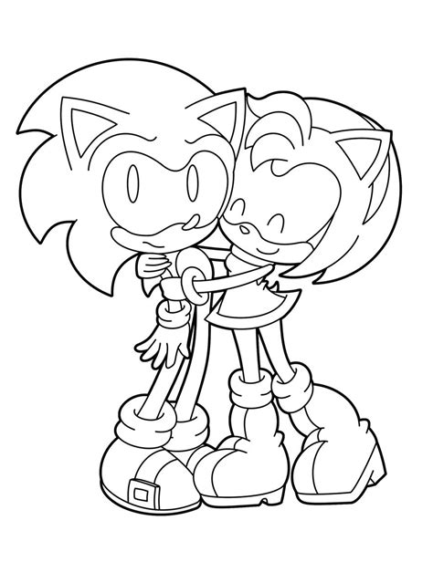 Amy Rose Abraza A Sonic Para Colorear Imprimir E Dibujar ColoringOnly