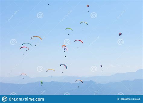 Paragliding Over Pokhara Nepal Editorial Image Image Of Paraglider