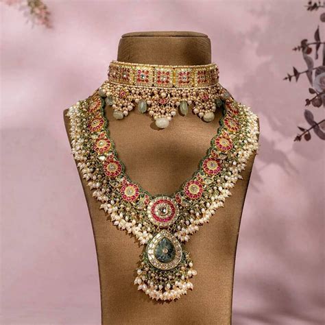 Polki Choker Guttapusalu Necklace Set South India Jewels