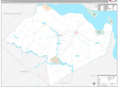 Surry County Va Wall Map Premium Style By Marketmaps