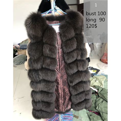 70 90cm natural real fox fur vests winter long thick women genuine fur vest jacket real fur vest