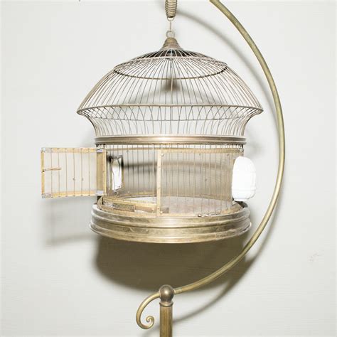 Vintage Hanging Bird Cage On Stand Ebth