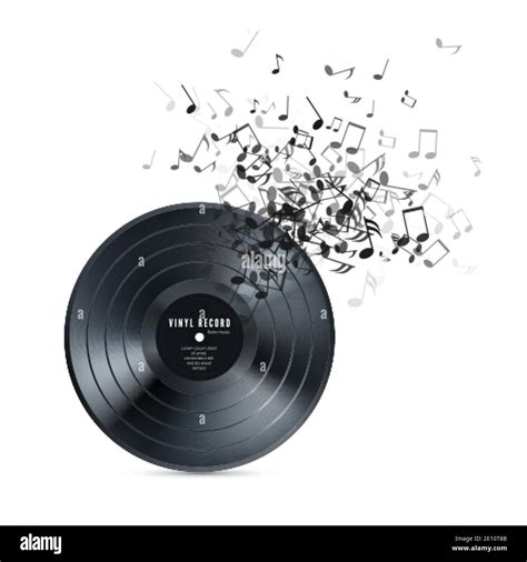 Vinyl Record With Flow Music Notes Musical Banner Template In Retro