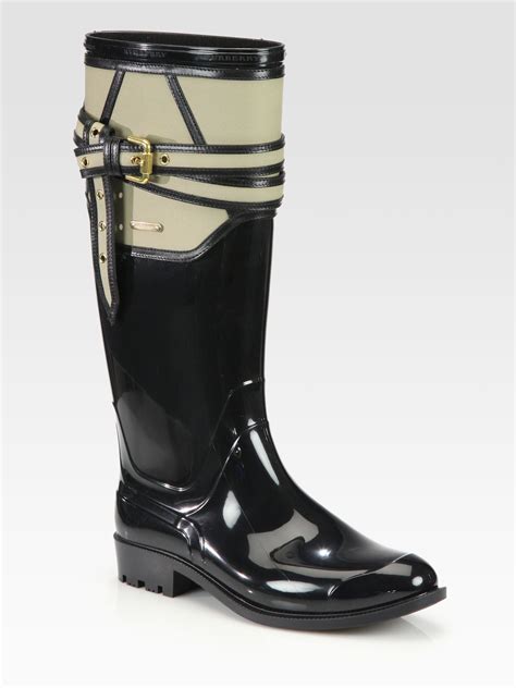 burberry willesden leathertrimmed rain boots in black lyst