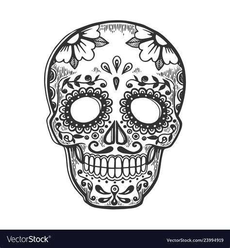 Mask Day Of The Dead Sketch Engraving Royalty Free Vector