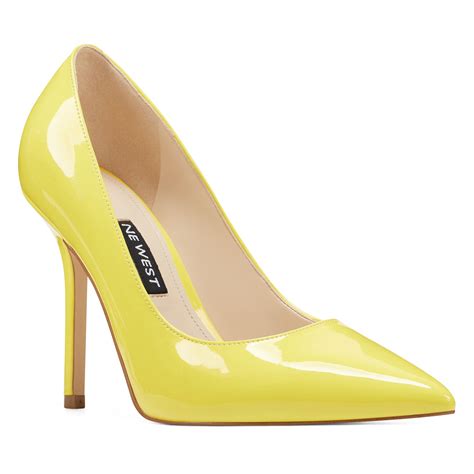 Nine West Bliss Pointy Toe Pumps In Yellow Patent Yellow Lyst