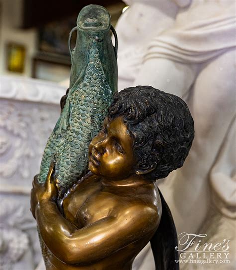 Bronze Fountains Boy Holding A Fish Bronze Fountain Bf 459 Fines
