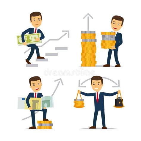 Happy Businessman And Money Stock Vector Illustration Of Rise Rich