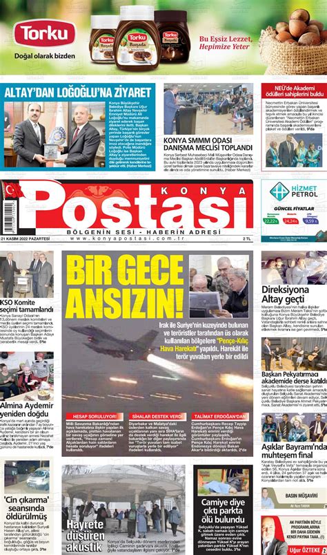 21 Kasım 2022 tarihli Konya Postası Gazete Manşetleri