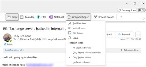 Outlook Groups How Users Receive Copies Of Their Email