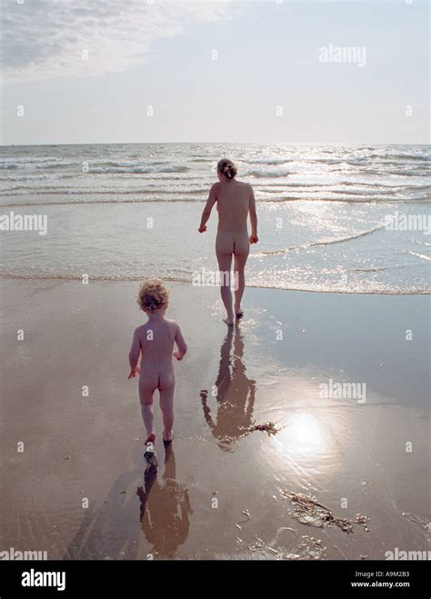 Mother And Son Going For A Nude Swim In The Sea By Aberdyfy Aberdovey