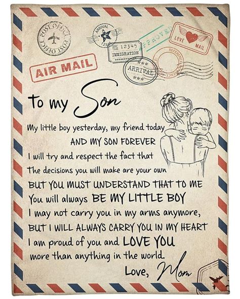 Personalized A Love Letter To Son From Mom Fleece Sherpa Woven Blankets Gifts For Son Christmas