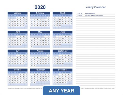 Yearly Calendar Template For 2021 And Beyond