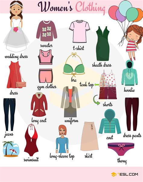 women s clothes vocabulary clothing names with pictures 7esl english clothes english