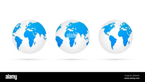 Earth Globes Isolated On White Background Flat Planet Earth Icon