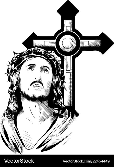 Jesus Christ Face Art Design Royalty Free Vector Image