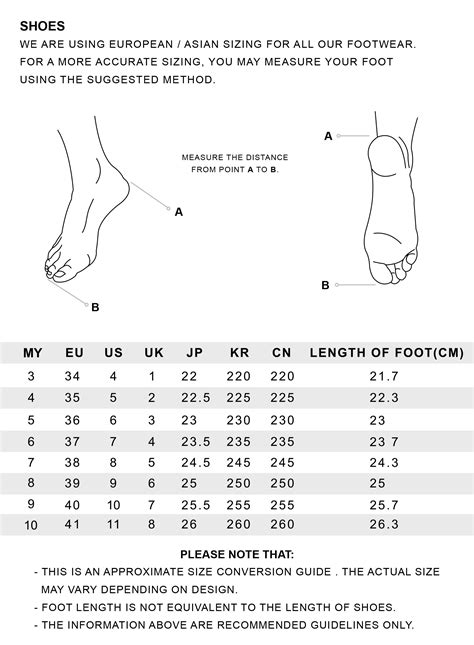 Shoe Size Conversion Chart Measurement Guide Asics