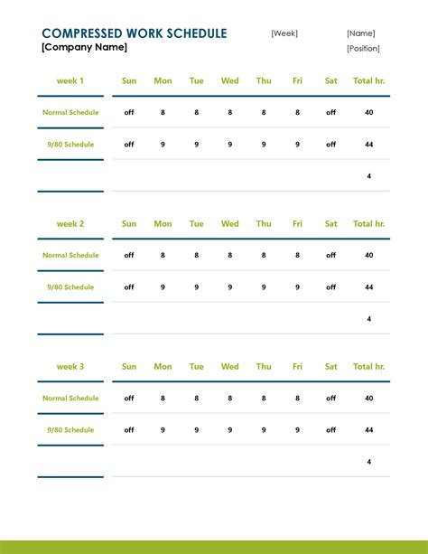 Compressed Work Schedule 10 Free Templates