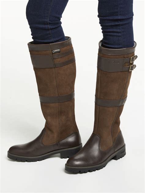 Dubarry Longford Leather Goretex Buckle Trim Knee High Boots Walnut