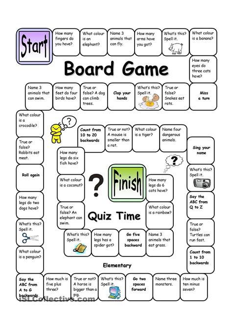Board Game Quiz Time Easy English Lessons For Kids English