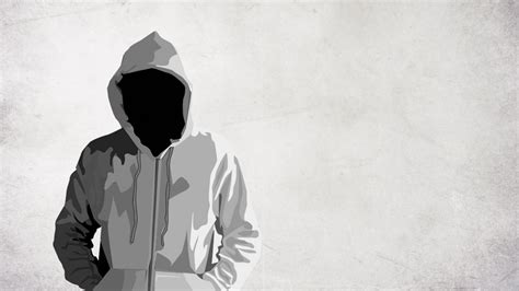 Gray Hooded Jacket Illustration Dark Faceless Hoods Artwork Hd