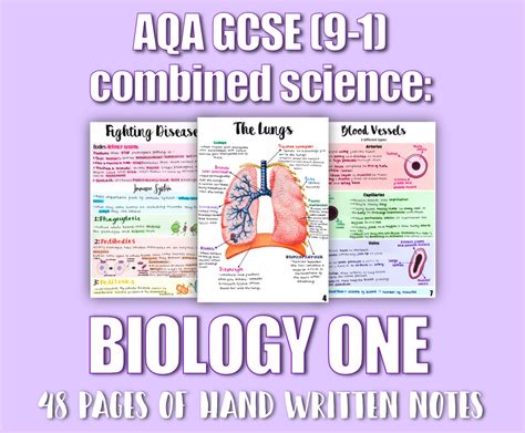 Aqa Gcse Combined Science Revision Notes Biology One Etsy Uk