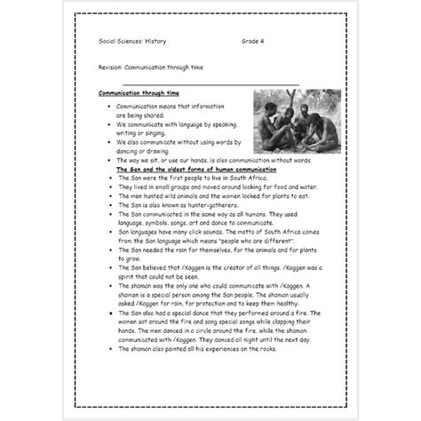 Social Sciences Grade 4 History Revision Communication Through Time