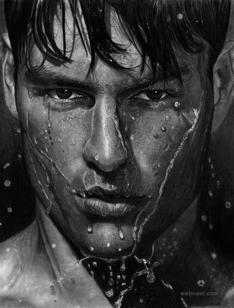 Wet Man Water Realistic Pencil Drawing By Vengeance 3