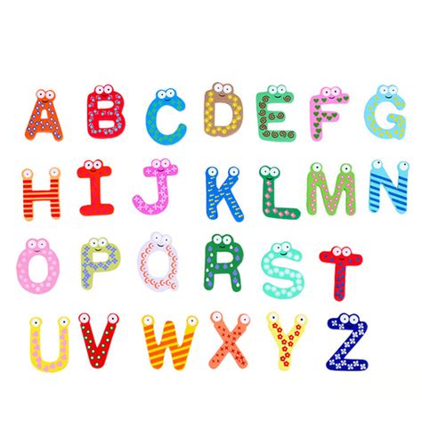 26pcs Wooden Alphabet Letters Fridge Magnet Baby Kids Child Educational