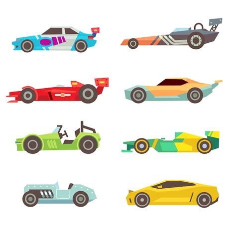 Premium Vector Sport Racing Car Flat Icons Isolated On White