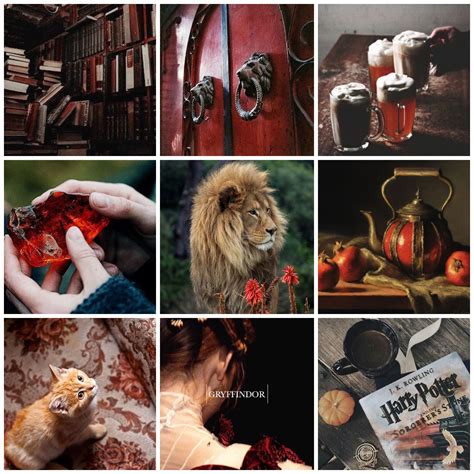 hogwarts house mood board request lion red aesthetic gryffindor aesthetic harry potter