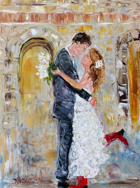 Custom Original Oil Painting Wedding Couple Portrait Or Landscape