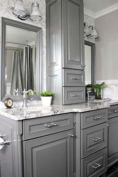 While you could paint a wall, the bathroom is a natural place to create an accent wall out of tile. Top 60 Best Grey Bathroom Ideas - Interior Design Inspiration